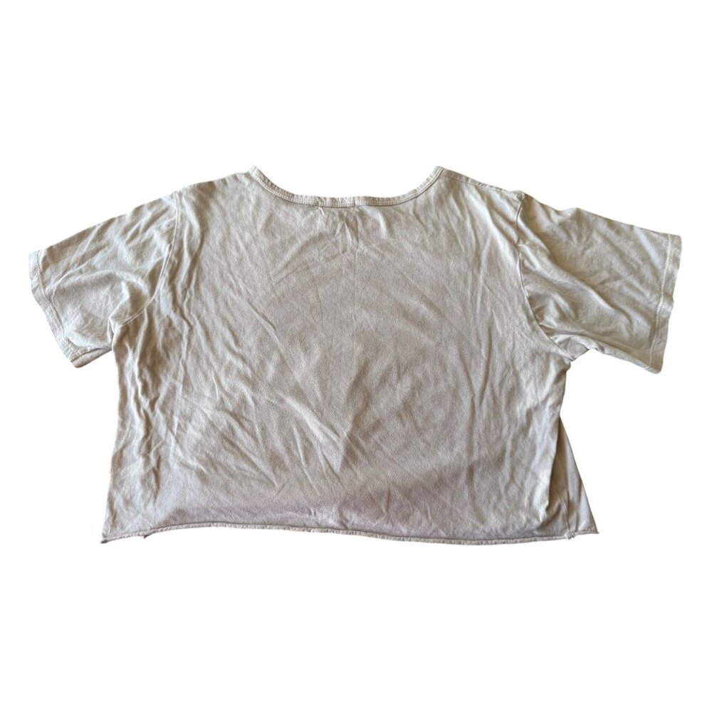 Sunflower Womens Graphic T-Shirt Beige Short Sleeve Cropped Style Cotton Blend S - Picture 2 of 5